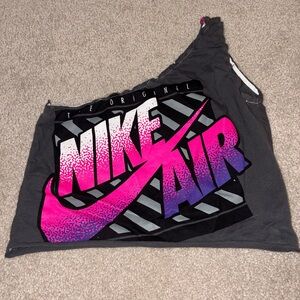 Undone - One Of A Kind One Shoulder Nike Crop Top in Gray